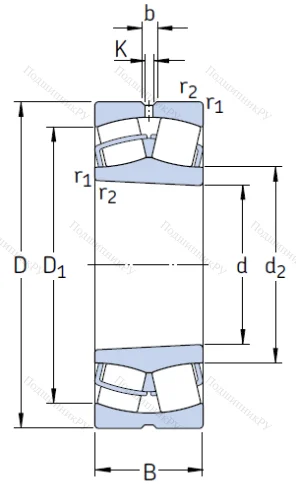 Сферический роликовый подшипник с конической посадкой на вал 22215 EK от производителя  SKF