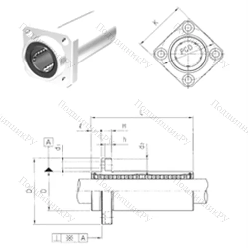 Подшипник шариковый линейный LMKP 10L от производителя  Samick