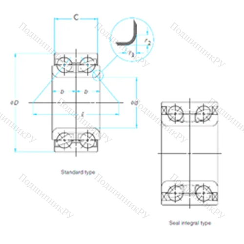 Подшипник шариковый радиально-упорный DAC 3772W-2 от производителя  KOYO