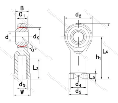 Шарнирная головка с внутренней правой резьбой GIKR 12 PW A в Казани Шарнирная головка с внутренней правой резьбой GIKR 12 PW A в Казани