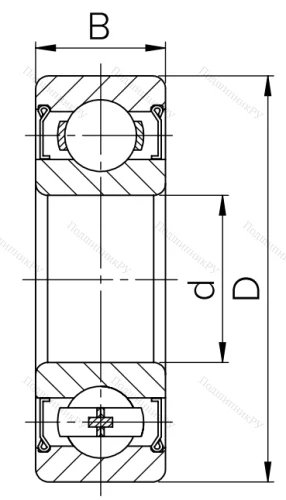 Шариковый однорядный подшипник 80105 (6005 ZZ) в Казани