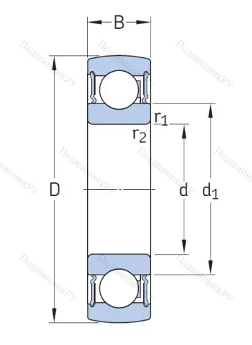 Однорядный шариковый подшипник 1726205-2RS 1 от производителя  SKF
