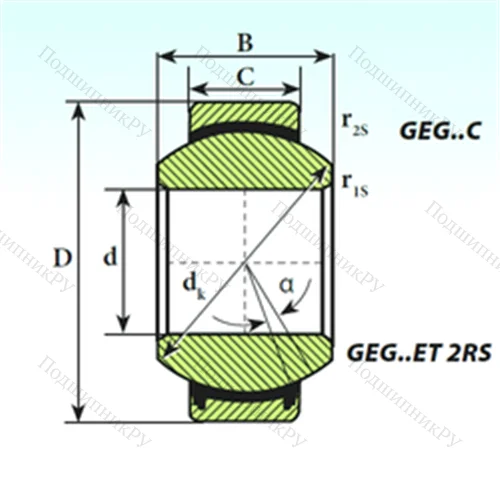 Подшипник скольжения сферический GEG 50 ET 2RS от производителя  ISB