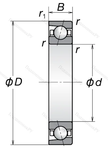 Однорядный шариковый подшипник 7214 BW от производителя  NSK