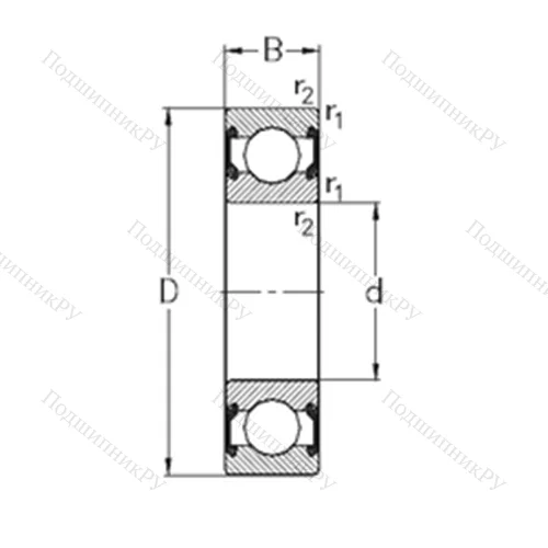 Подшипник шариковый радиальный 6212-2RS 2