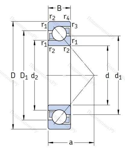 Однорядный шариковый подшипник 7305 BECBM от производителя  SKF