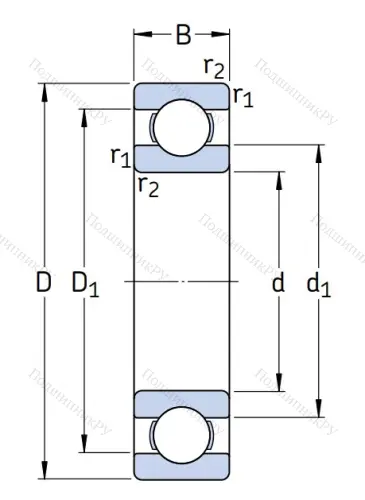 Однорядный шариковый подшипник 6405 C 3 от производителя  SKF