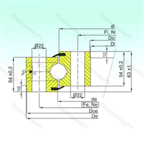 Подшипник шариковый опорно-поворотный NB 1.25.0455.201-2PPN от производителя  ISB