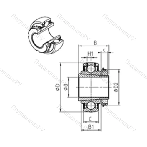 Подшипник шариковый радиальный UK 218+H от производителя  SNR