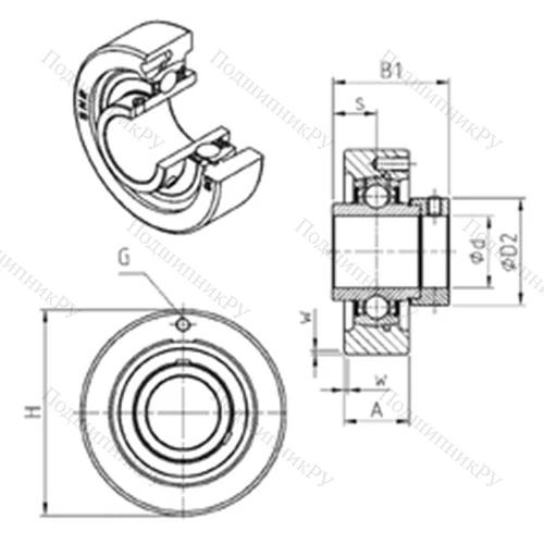 Подшипниковый узел шариковый радиальный EXC 311 от производителя  SNR