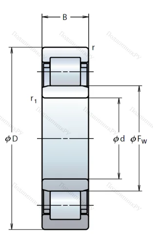 Роликовый цилиндрический подшипник NU 307 ET от производителя  NSK