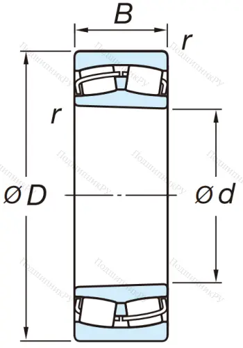 Сферический роликовый подшипник с конической посадкой на вал 22311 RZKW 33 C 3 от производителя  KOYO