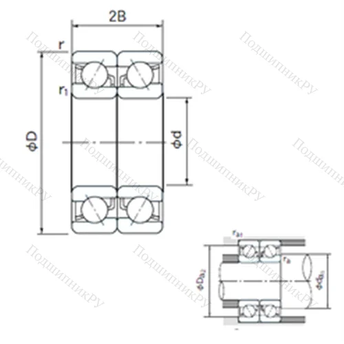 Подшипник шариковый радиально-упорный спаренный 7312CDB