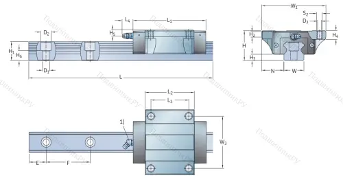 Профильная рельсовая направляющая LLTHS 25 R 1 T 1 220 P 3 E=0 (M/P 011515) в Казани Профильная рельсовая направляющая LLTHS 25 R 1 T 1 220 P 3 E=0 (M/P 011515) в Казани
