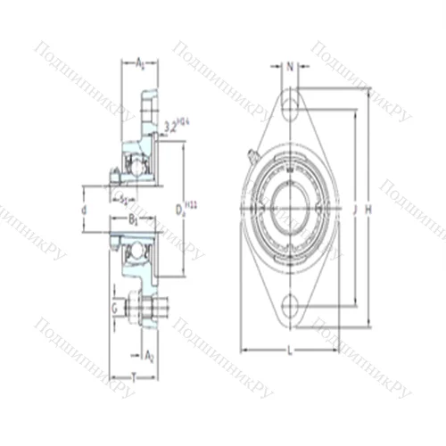 Подшипниковый узел шариковый радиальный FYTJ 25 KF+HE 2305 от производителя  SKF
