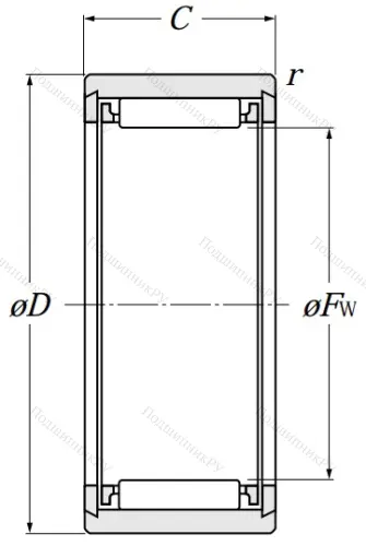 Игольчатый подшипник NK 10/12 T 2 от производителя  NTN Игольчатый подшипник NK 10/12 T 2 от производителя  NTN