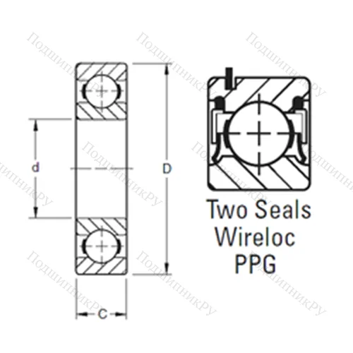Подшипник шариковый радиальный 9109PPG