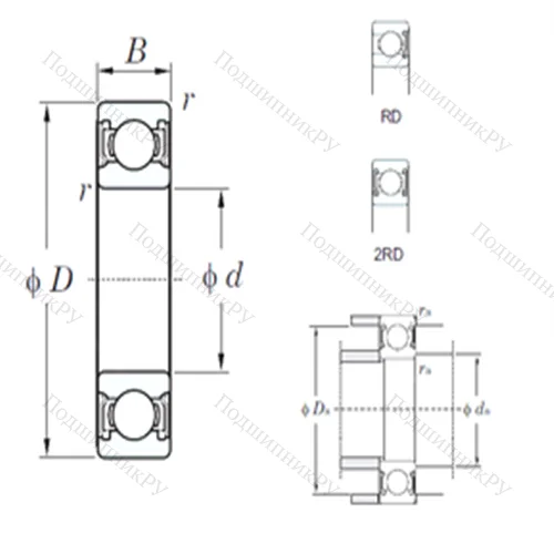 Подшипник шариковый радиальный 6304-2RD
