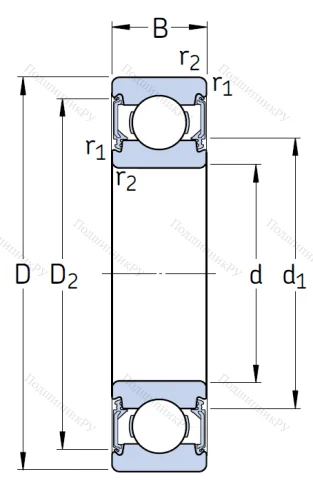 Однорядный шариковый подшипник 6302 2RSH/C 3 от производителя  SKF