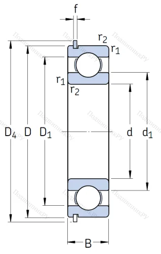 Однорядный шариковый подшипник 6206 2RS 1 NR от производителя  SKF Однорядный шариковый подшипник 6206 2RS 1 NR от производителя  SKF