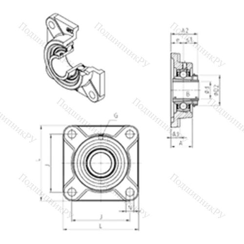Подшипниковый узел шариковый радиальный UKF 320H от производителя  SNR