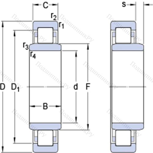 Однорядные цилиндрические роликоподшипники NUB 213 ECJ