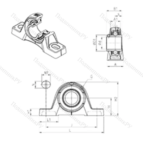 Подшипниковый узел шариковый радиальный UCPE 211 от производителя  SNR