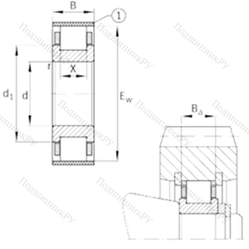 Подшипник роликовый радиальный RN 322-E-MPBX от производителя  FAG