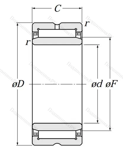 Игольчатый подшипник NA 5912 от производителя  NTN