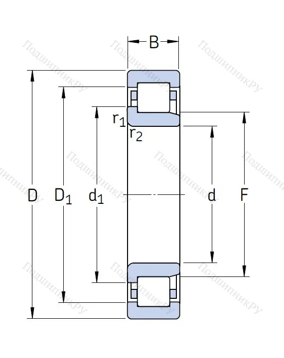 Роликовый цилиндрический подшипник NJ 306 ECP от производителя  SKF