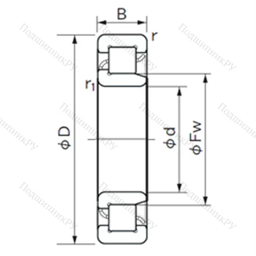 Подшипник роликовый радиальный NJ 322 E