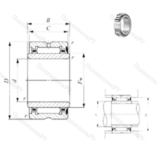 Подшипник игольчатый радиальный NA 6905U