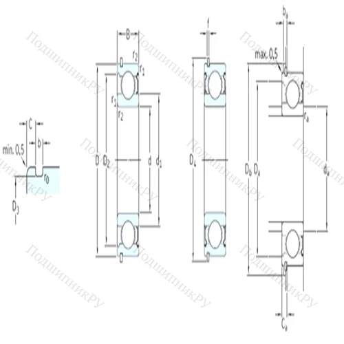 Подшипник шариковый радиальный 6214-2ZNR от производителя  SKF