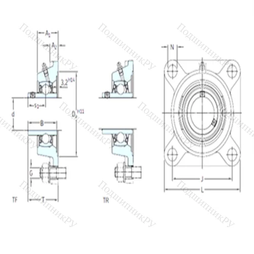 Подшипниковый узел шариковый радиальный FY 55 TF от производителя  SKF