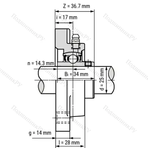 Подшипниковый узел SS-UCFPL 205-B - Вал: 25 мм от производителя  LPZ