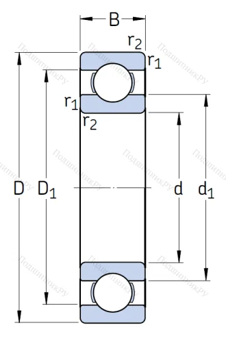 Однорядный шариковый подшипник 6317/C 4 от производителя  SKF
