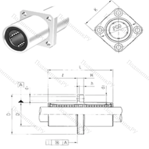 Подшипник шариковый линейный LMEKM 30UU от производителя  Samick