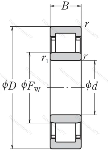 Роликовый цилиндрический подшипник NJ 305 EW C 3 от производителя  NSK