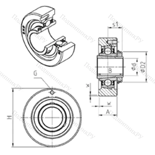 Подшипниковый узел шариковый радиальный UKC 313H от производителя  SNR