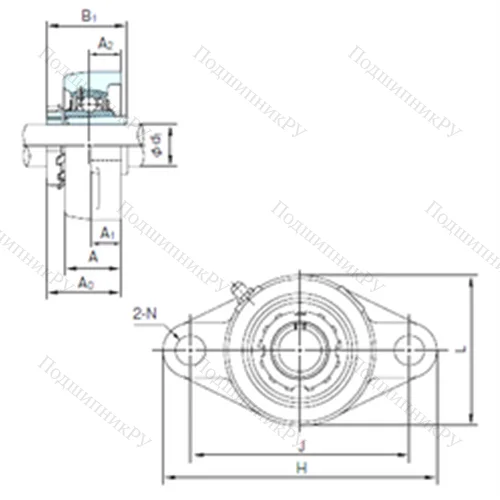 Подшипниковый узел шариковый радиальный UKFL 305+H 2305