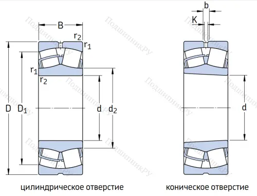 Сферический роликовый подшипник с конической посадкой на вал 113532 Н (22232 MKW 33) в Казани