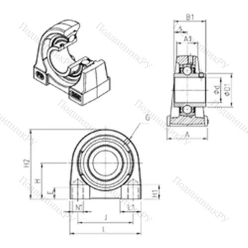 Подшипниковый узел шариковый радиальный UCPG 204 от производителя  SNR