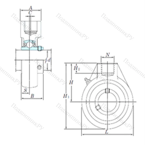Подшипниковый узел шариковый радиальный UCHA 202-10 от производителя  KOYO