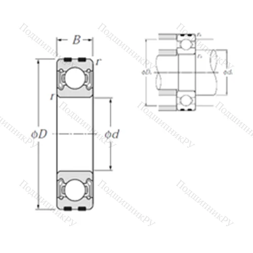 Подшипник шариковый радиальный EC-6203LLB