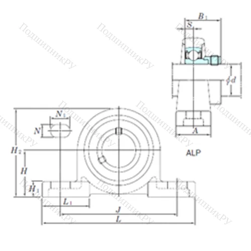 Подшипниковый узел шариковый радиальный ALP 207-22 от производителя  KOYO