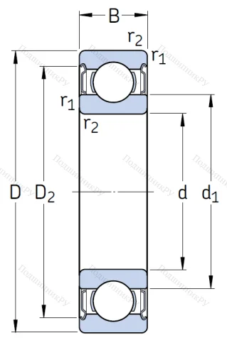 Однорядный шариковый подшипник 6309 2Z/C 3 от производителя  SKF Однорядный шариковый подшипник 6309 2Z/C 3 от производителя  SKF