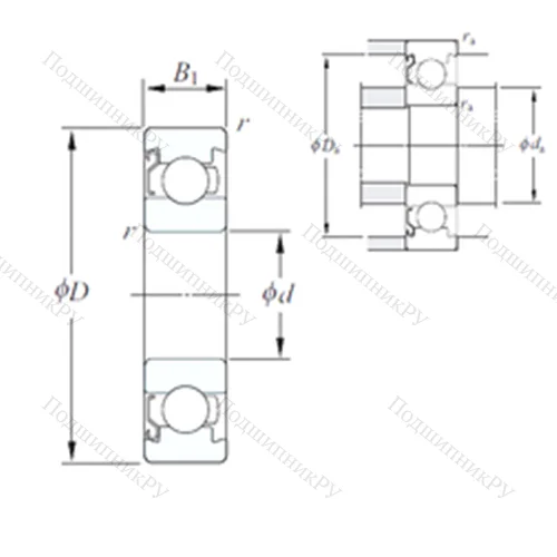 Подшипник шариковый радиальный 686/1BZ от производителя  KOYO