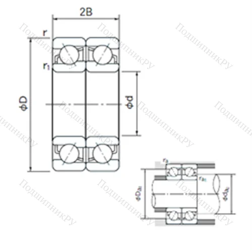 Подшипник шариковый радиально-упорный спаренный 7332BDF
