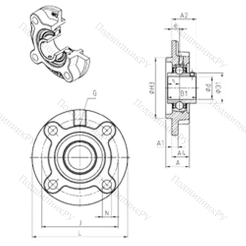 Подшипниковый узел шариковый радиальный UCFC 210 от производителя  SNR