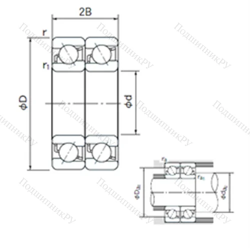 Подшипник шариковый радиально-упорный спаренный 7211DT